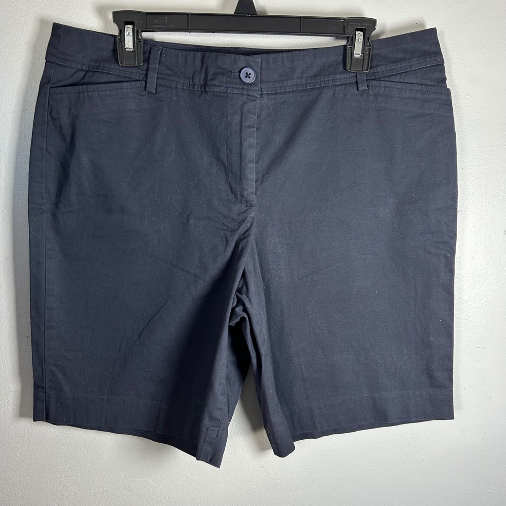 Talbots Womens Navy Blue Chino Shorts Petite Size 14P Cotton Stretch IN5324‎